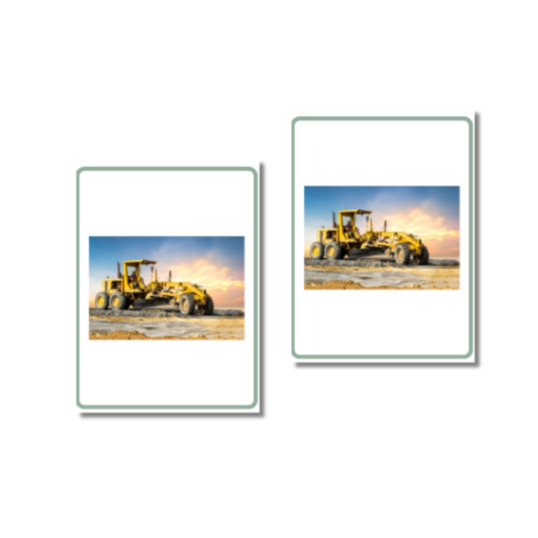 close-up view of construction vehicle matching cards